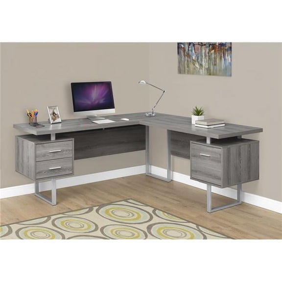 30 in. Particle Board, Hollow Core, MDF & Silver Metal Computer Desk