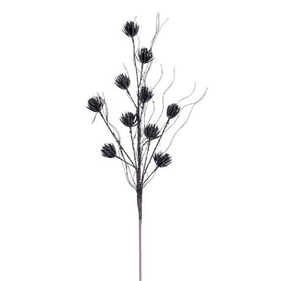 30 in. Pewter Mini Flower Glitter Spray, 6 Piece per Bag