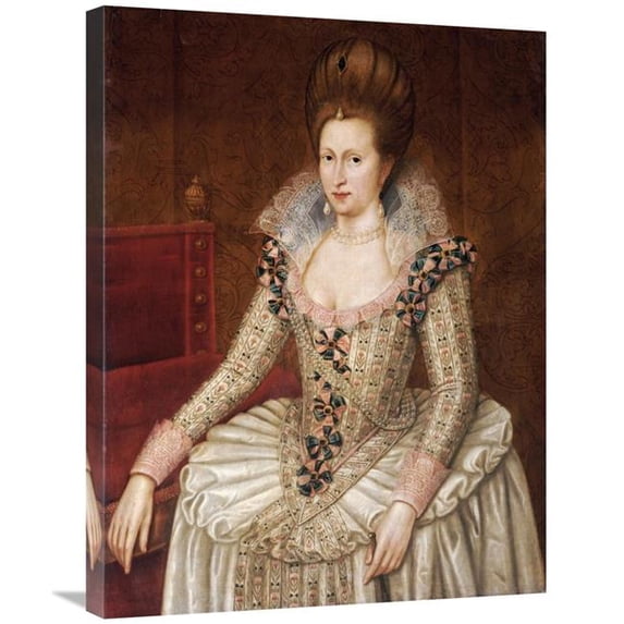 30 in. Portrait of Queen Anne of Denmark Art Print - John De Critz