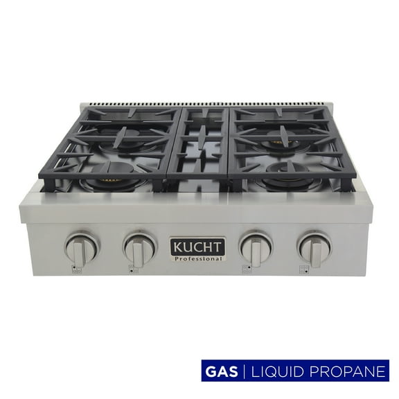 30 in. Propane Gas Range Top in Stainless Steel with Classic Silver Knobs