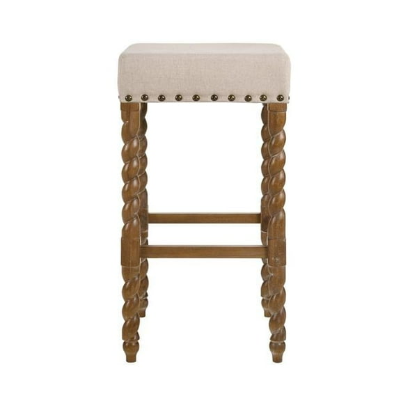 30 in. Remick Bar Stool, Natural Oak & Linen
