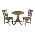 thumbnail image 1 of 30 in. Round Pedestal Gathering Height Table with 2 X-Back Counter Height Stool, Hickory & Washed Coal - 3 Piece, 1 of 1
