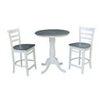thumbnail image 1 of 30 in. Round Pedestal Gathering Table with 2 Emily Counter Height Stools, White & Heather Gray - Set of 3, 1 of 1