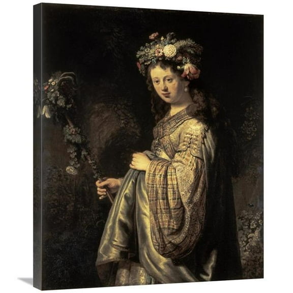 30 in. Saskia As Flora Art Print - Rembrandt Van Rijn