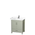 thumbnail image 1 of 30 in. Sheffield Single Bathroom Vanity with White Cultured Marble Countertop, Undermount Square Sink & Brushed Nickel Trim - Light Green, 1 of 1