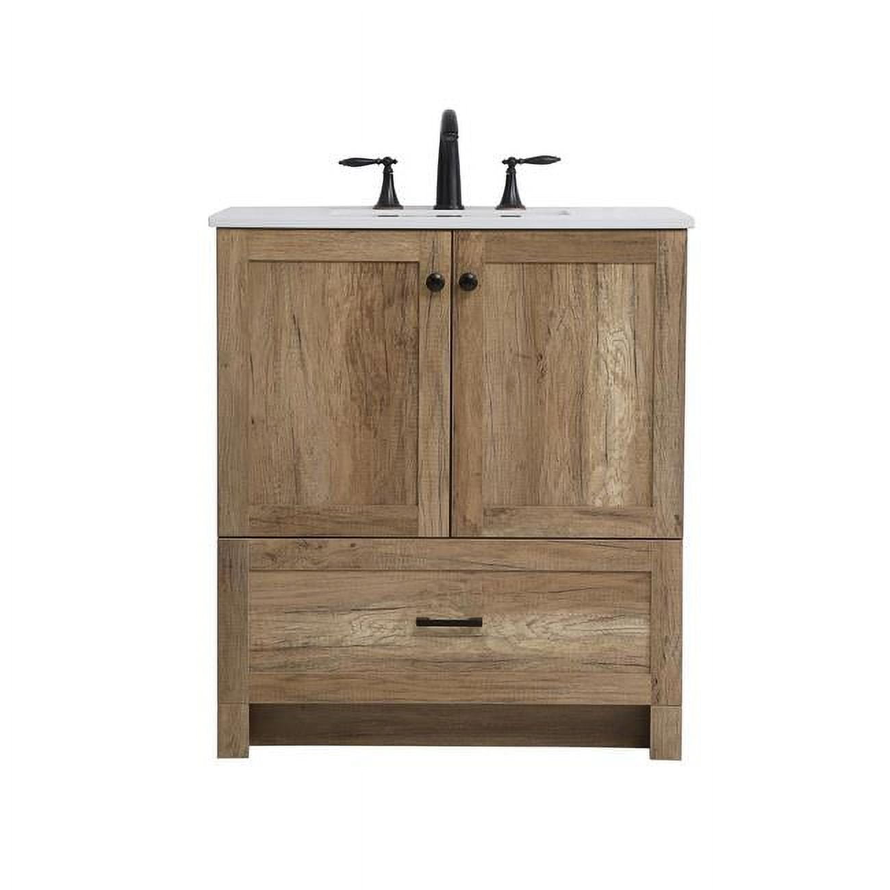 Natural Oak 30" Single Sink Vanity with Porcelain Top