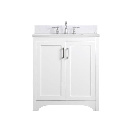 30 in. Single Bathroom Vanity in White with Backsplash