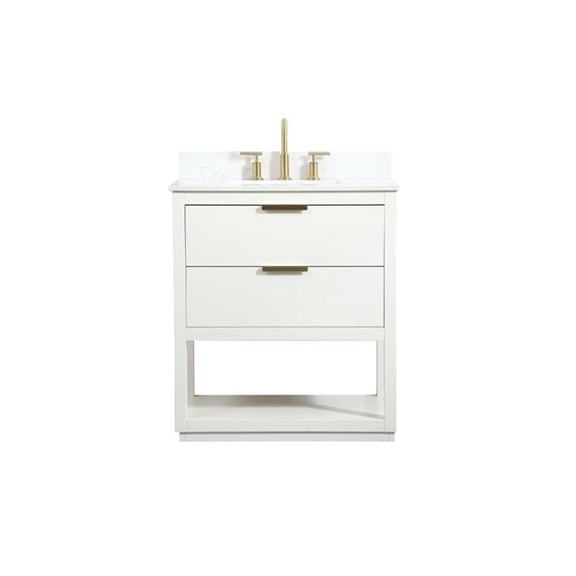 30 in. Single Bathroom Vanity with Backsplash, White