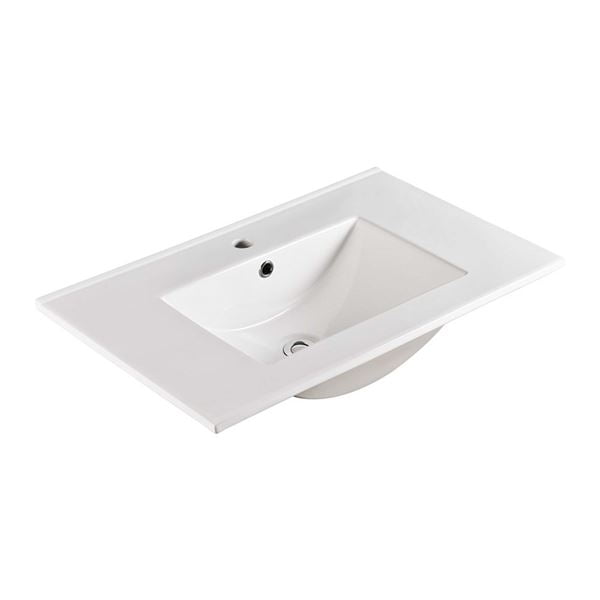White Ceramic Single Sink Vanity Top with Overflow