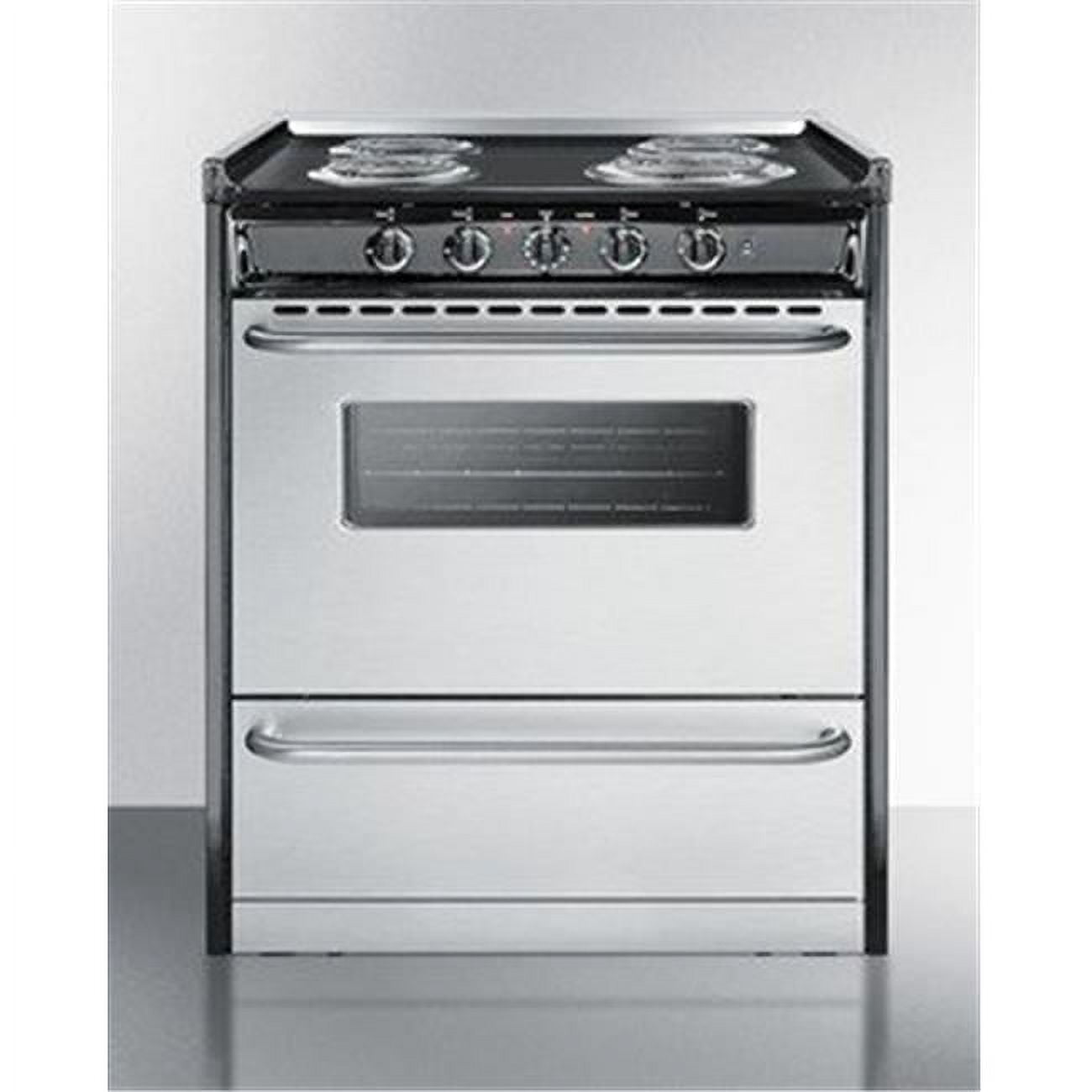 30 in. Slide-In Electric Range with Stainless Steel Doors & Black ...