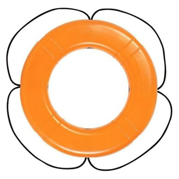 30 in. Solas Polyethylene Shell Life Ring with Black Rope, Orange