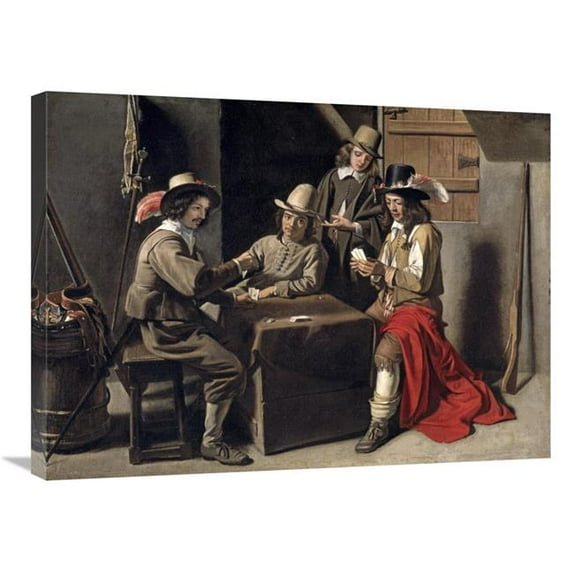 30 in. Soldiers Playing Cards Art Print - Louis Le Nain