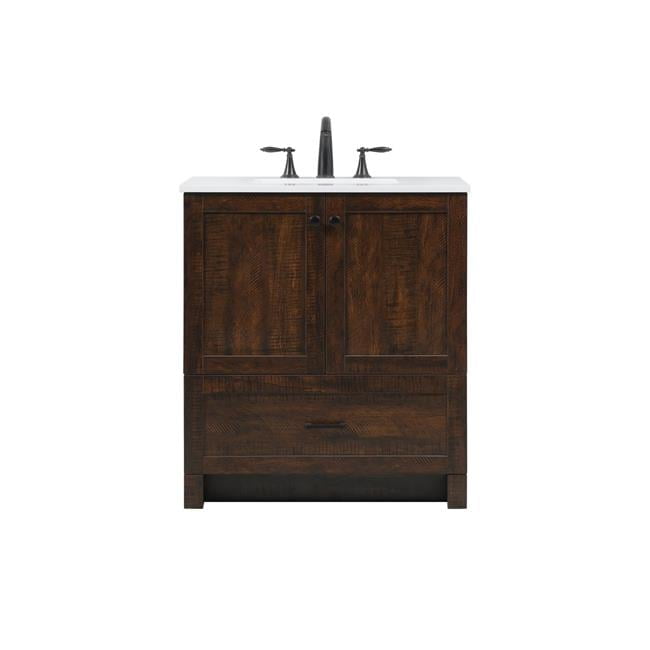 Espresso 30" Freestanding Single Bathroom Vanity with Porcelain Sink