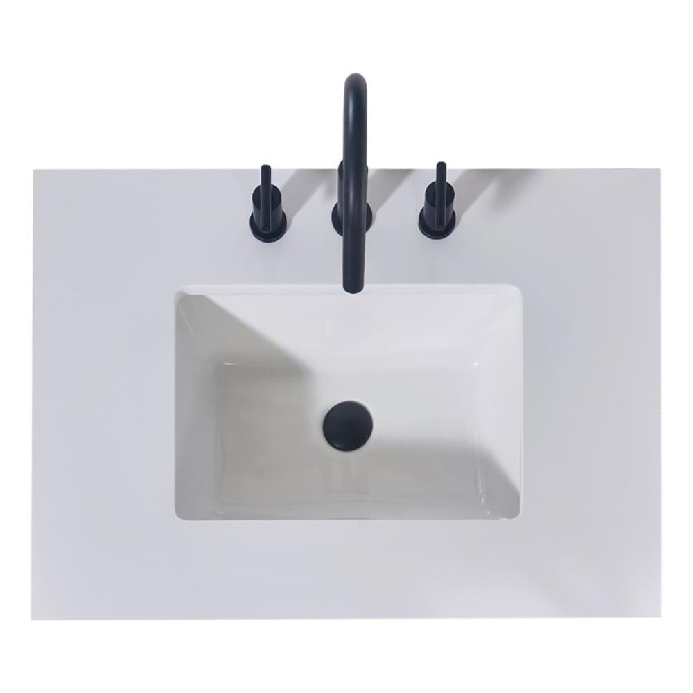 30" Snow White Ceramic Bathroom Vanity Top with Sink