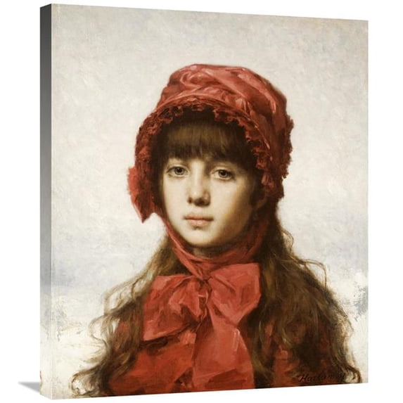 30 in. The Red Bonnet Art Print - Alexei Alexeiewitsch Harlamoff