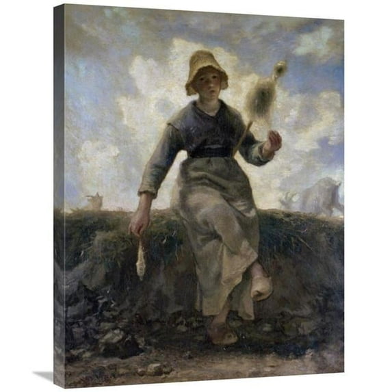 30 in. The Spinner, Goat-Girl from the Auvergne Art Print - Jean-Francois Millet