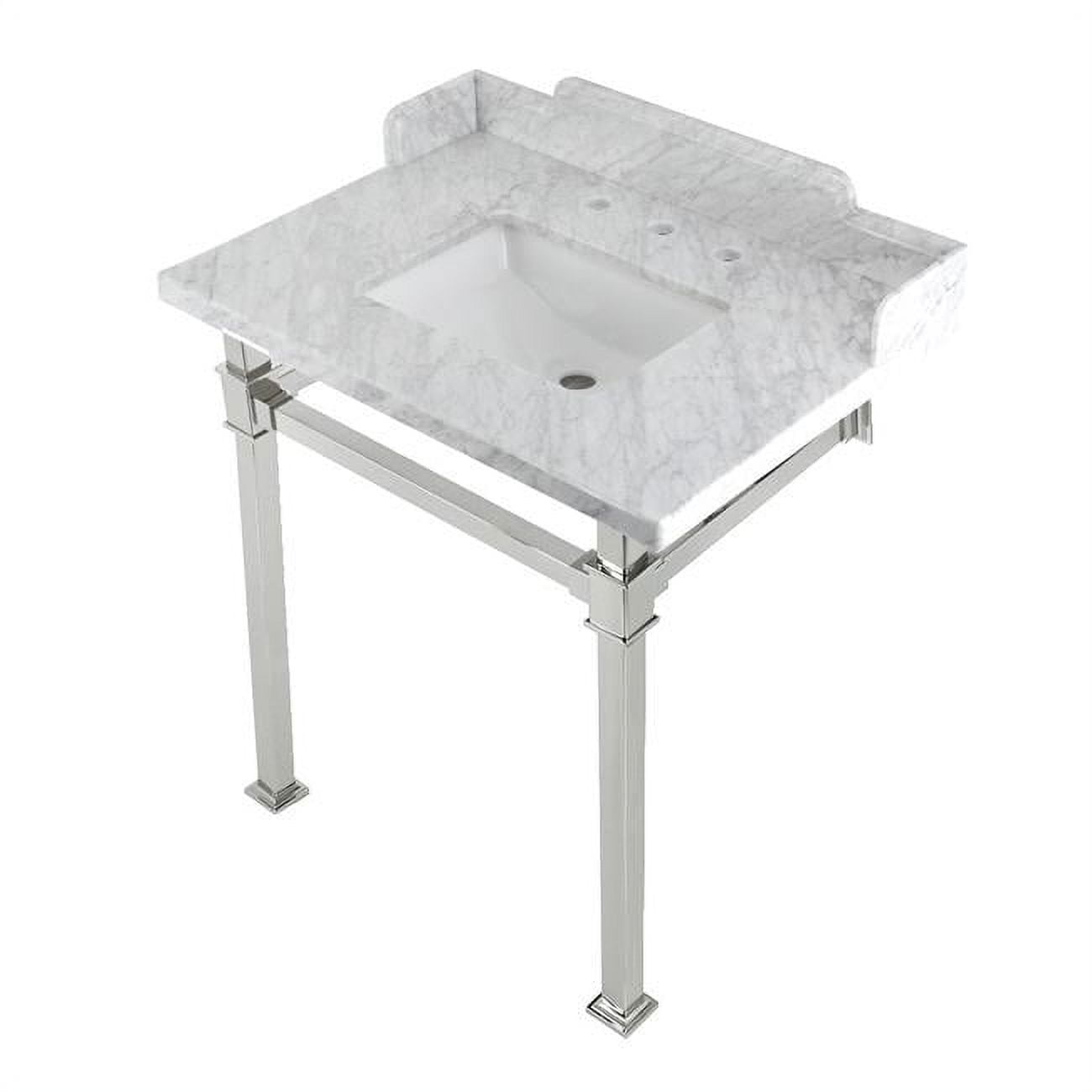 30 in. Viceroy Carrara Marble Console Sink with Stainless Steel Legs