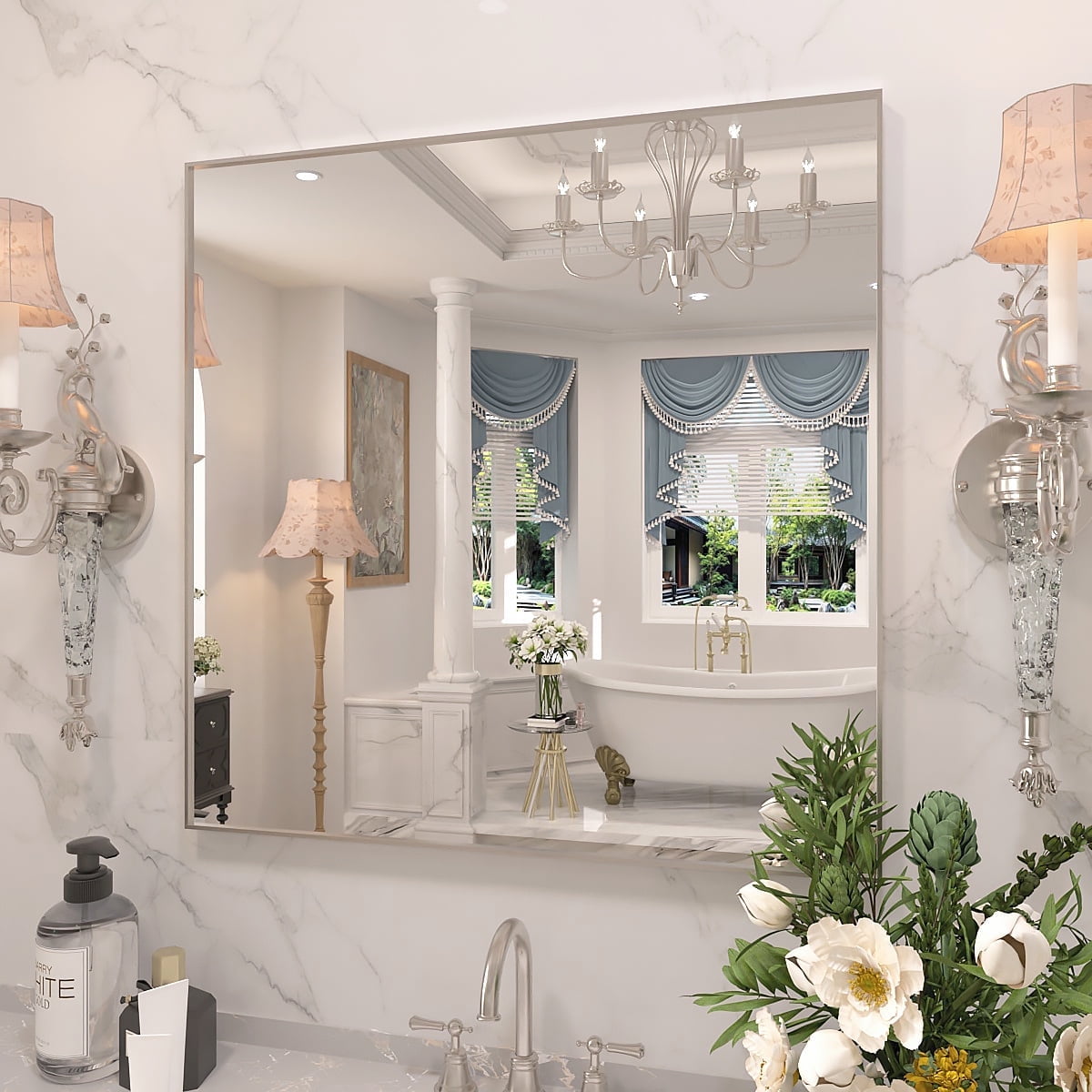 Taimei Shatterproof Bathroom Wall Mirror –30" x 30" Vanity Mirror with ...