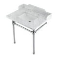 thumbnail image 1 of 30 in. Wesselman Carrara Marble Console Sink with Stainless Steel Legs, Marble White & Polished Chrome, 1 of 1