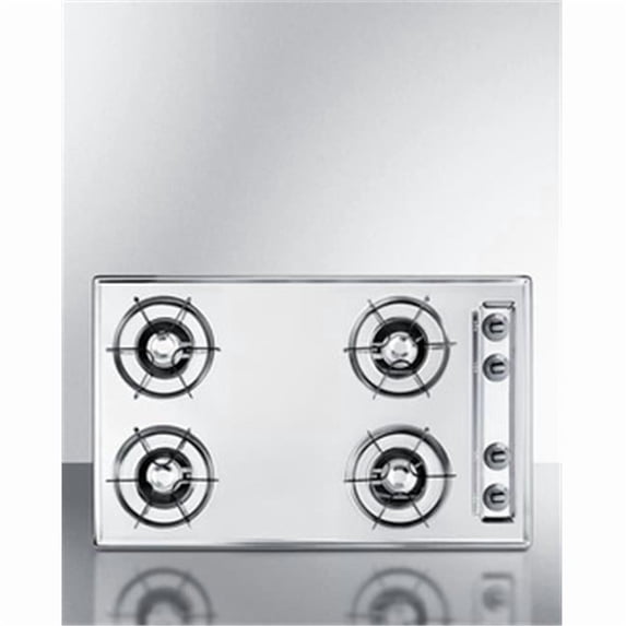 30 in. Wide 4 Burner Gas Cooktop, Chrome with Gas Spark Ignition