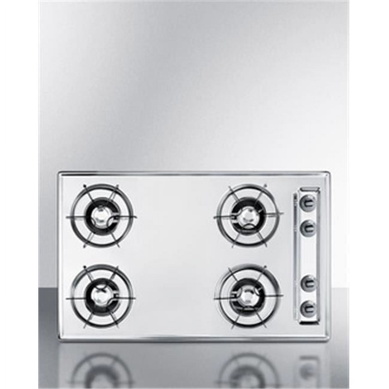 30 in. Chrome 4 Burner Gas Cooktop with Spark Ignition