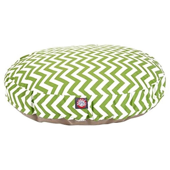 30 in. Zig Zag Round Pet Bed, Sage - Small