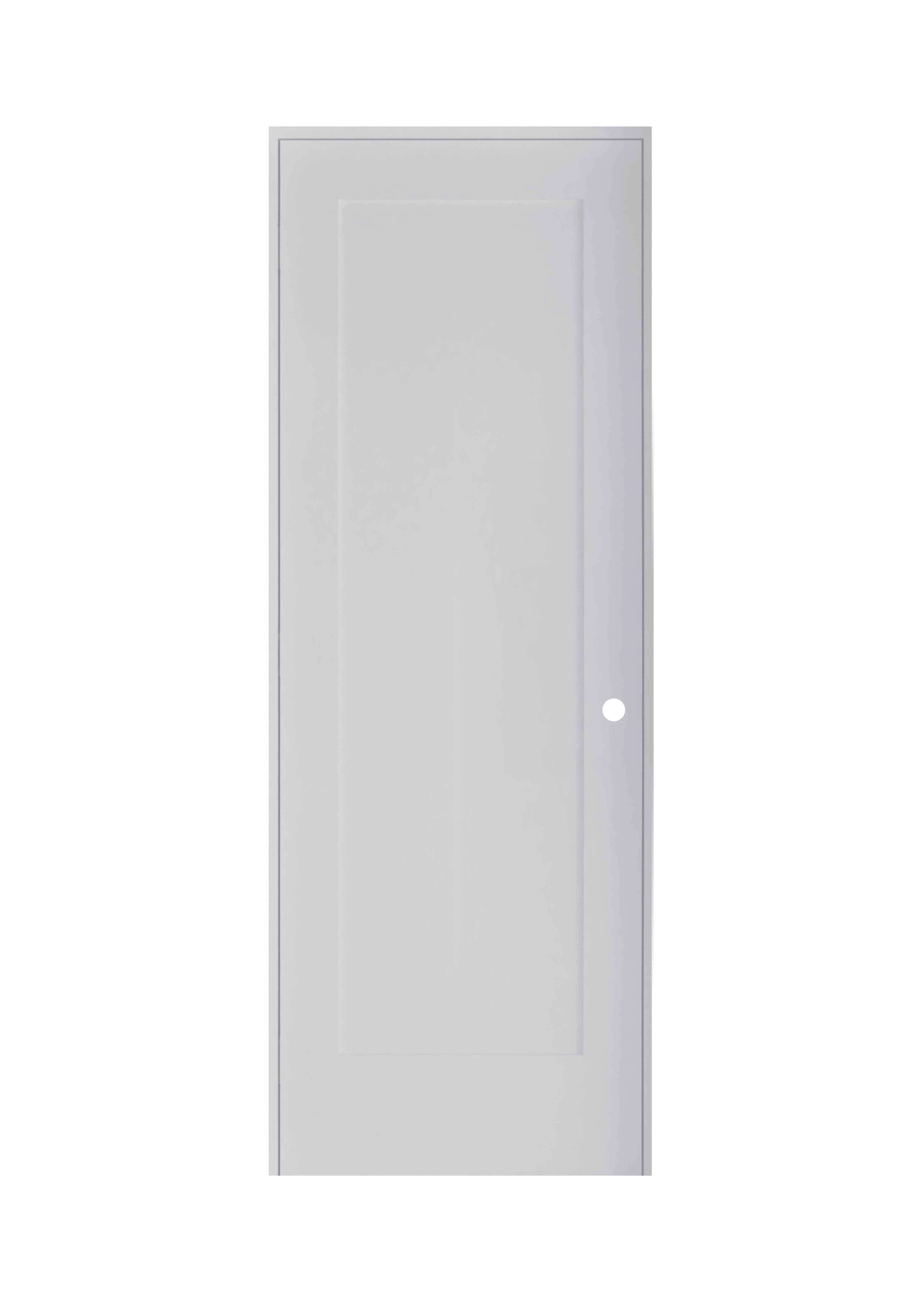 30 in. x 80 in. Right-Handed Solid Core White Primed Composite Single Pre-hung Interior Door Satin Nickel Hinges