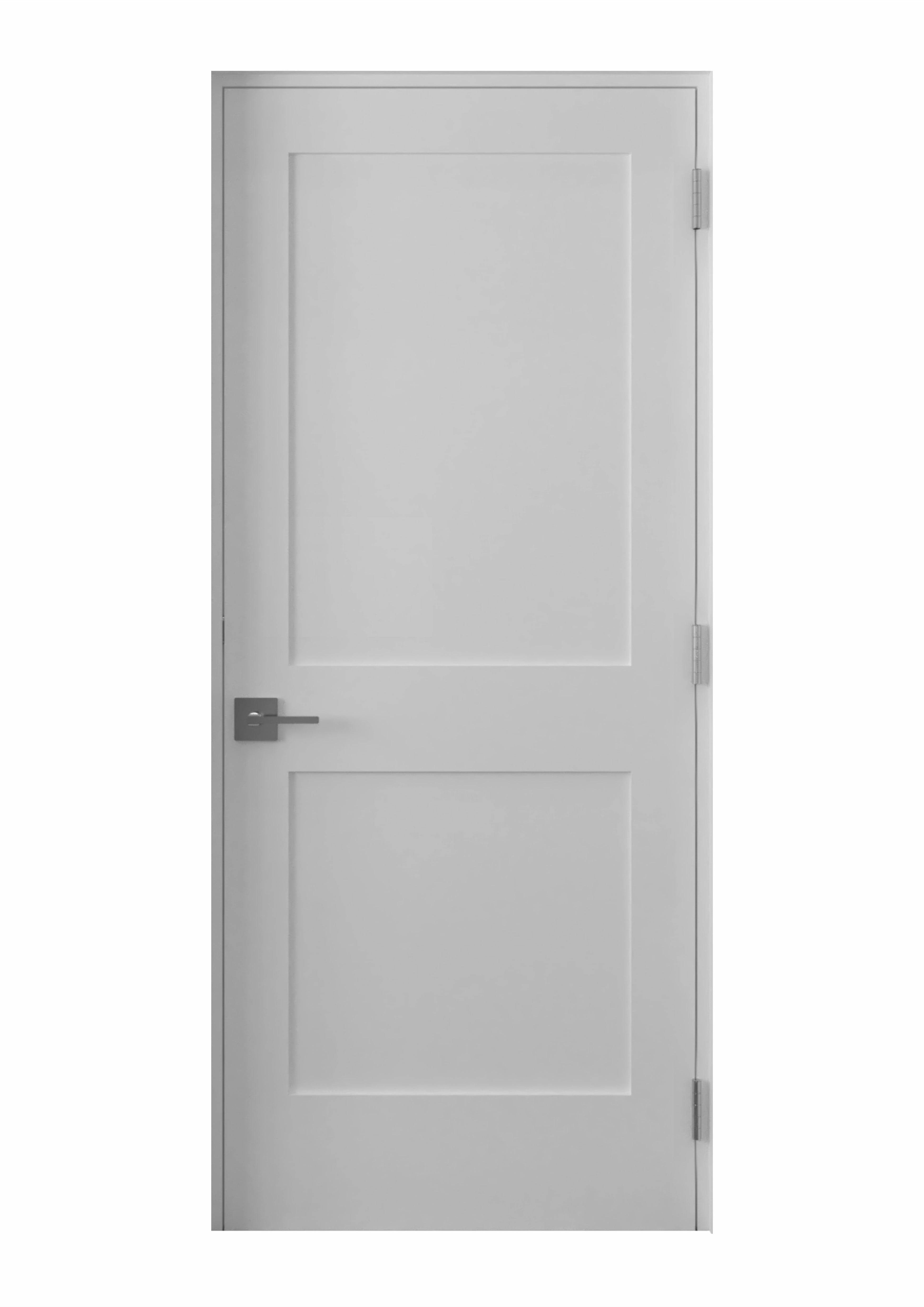 30 in. x 80 in. White Primed Solid Core Double Panel Prehung Door