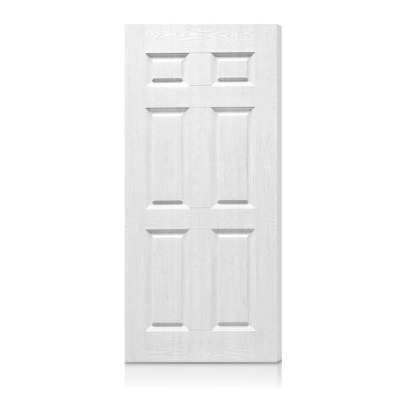 30 in. x 80 in. White Texture 6-Panel Hollow Core Composite Interior Door Slab