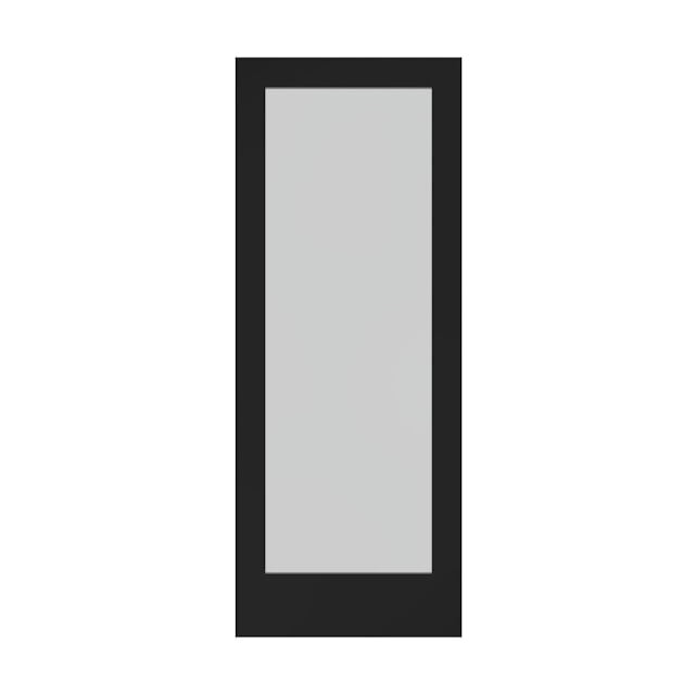 30 in. x 80 in. x 1-3/8 in. Frosted Glass 1-Lite Shaker Black Finished Solid Wood Core Interior Door Slab