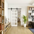 thumbnail image 1 of 30 in. x 84 in. Sliding Barn Door, 5 Lites Frosted Glass and White MDF with Hardware Kit, 1 of 6
