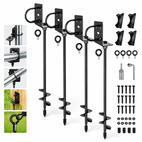 30 inch 4pcs Heavy Duty Ground Anchor Kit Multi-Purpose Outdoor Stabilization