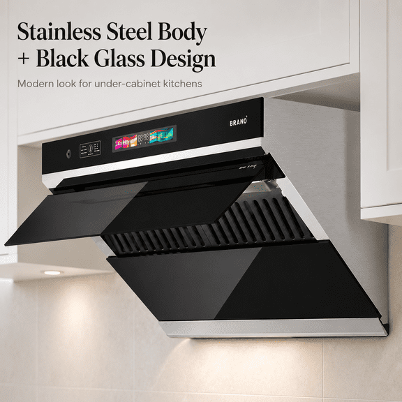 30 inch 900 CFM Convertible Under Cabinet Range Hood with Charcoal Filter, Voice/Gesture/Touch Control