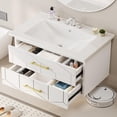 thumbnail image 1 of 30 inch Bathroom Vanity with Sink Combo, Floating Bathroom Vanity with Ceramic Basin, 2 Large Drawers with Gold Handle, Soft-Close Design, Easy Assembly, White, 1 of 6