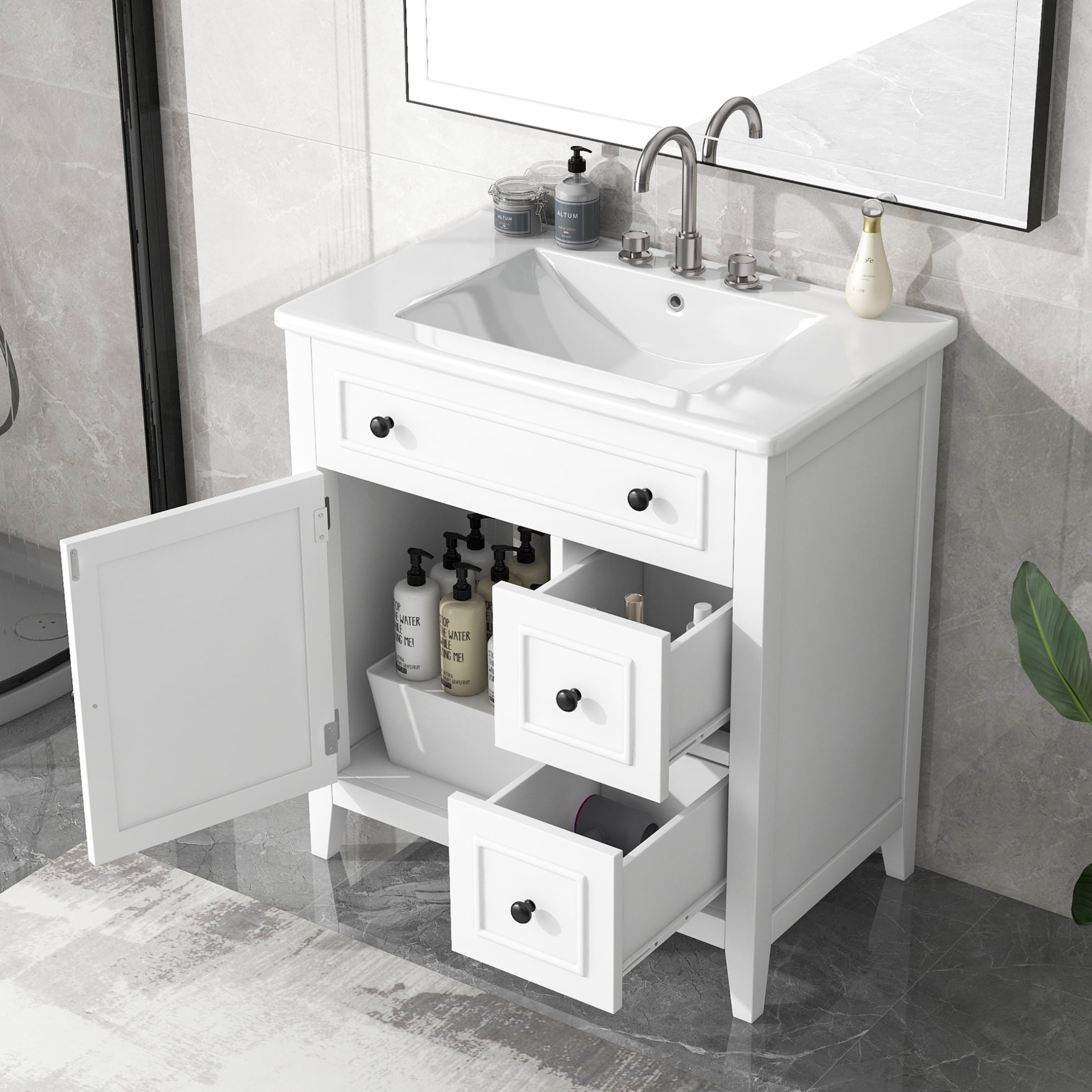 30 inch Bathroom Vanity with Sink, Bathroom Sink Vanity with Storage ...