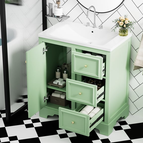 30-inch Bathroom Vanity - Storage Maximize Space In Flat Top Edge Sleek Design