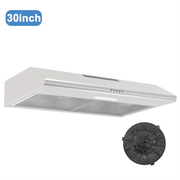 30 inch Under Cabinet Range Hood 280 CFM,Ductless Range Hood with Charcoal Filter,Kitchen Vent Hood with Button Control,Aluminum Filters,LED Lights,3 Speeds Stove Hood Vent