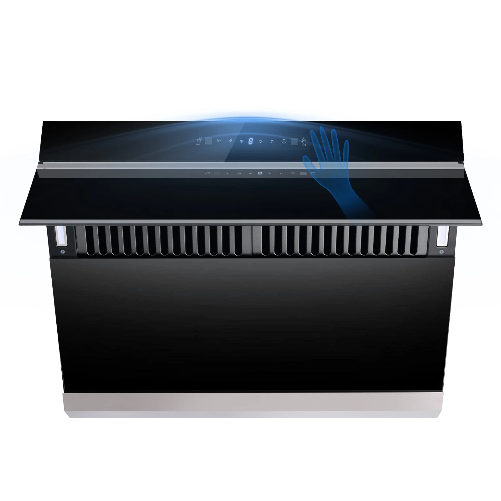 30 inch Under Cabinet Range Hood 900CFM Wall Mount Kitchen Hood 900 CFM with Heating Auto-cleaning Function Gesture& Touch Control,Tempered Glass Surface Vent Hood 3 Speed Exhaust Fan,Baffle Filters