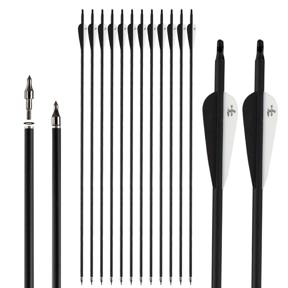 30 inch Carbon Arrow Practice Hunting Arrows Spine 500 for Compound & Recurve Bow(Pack of 12)