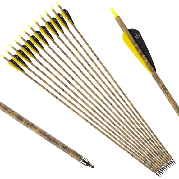 30 inch Carbon Arrow Practice Hunting Arrows Spine 500 for Compound & Recurve Bow(Pack of 12)