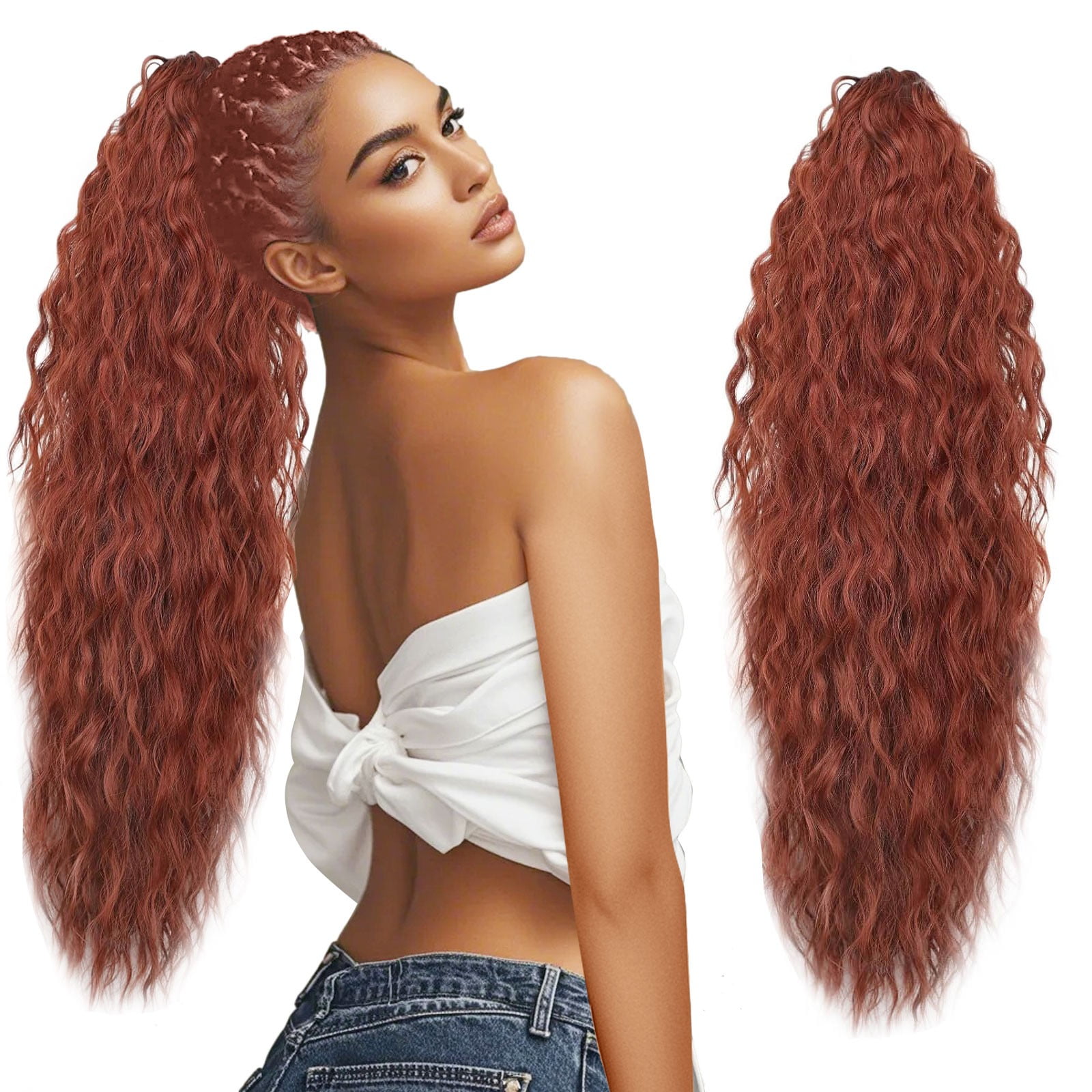 30 Inch Synthetic Wavy Ponytail Extension with Claw Clip Natural Look 30 inch Claw Long Wavy Ponytail Extension Pony Tail Clip in  main image 3
