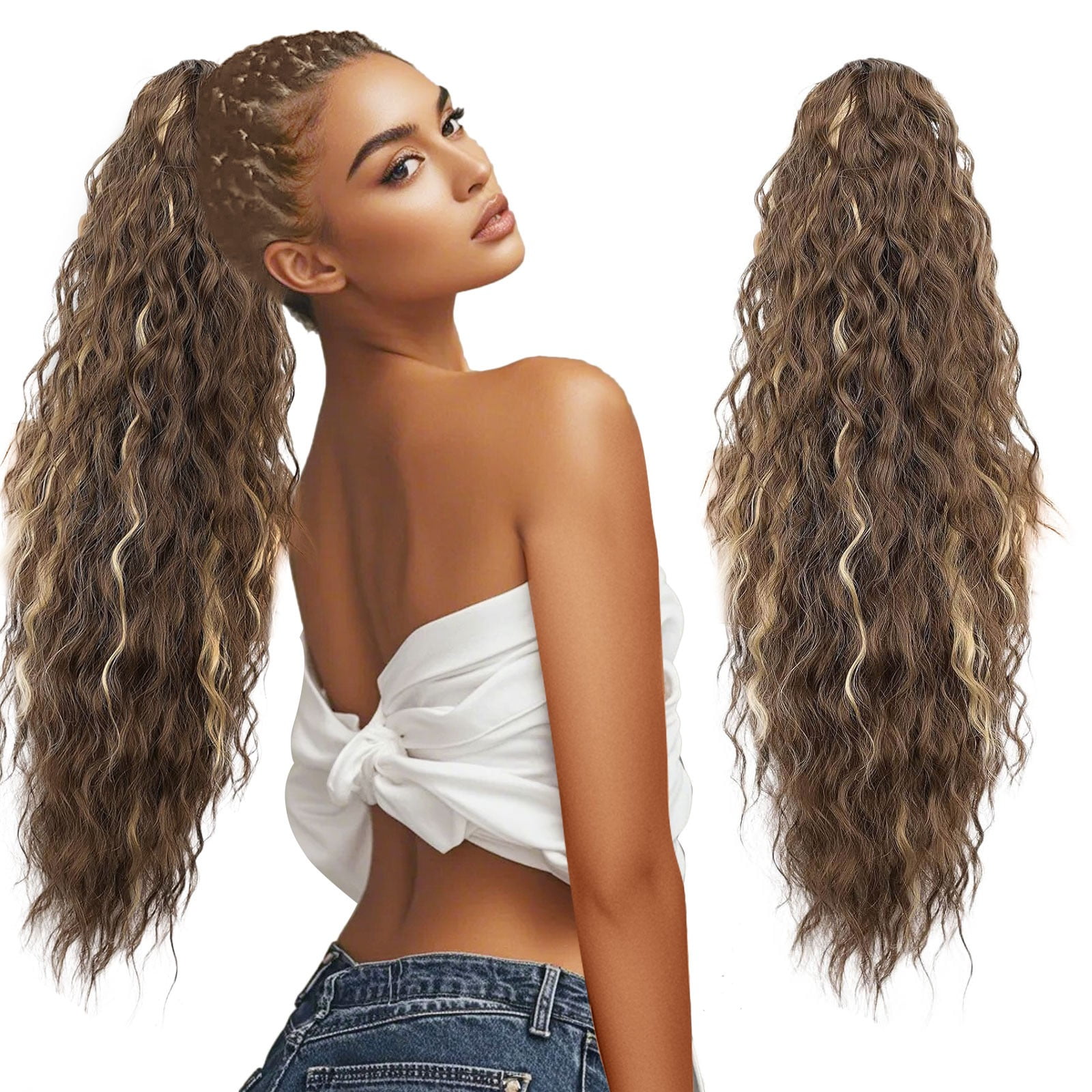 30 inch Claw Long Wavy Ponytail Extension Pony Tail Clip in 