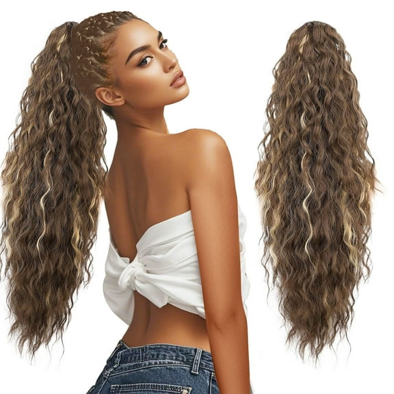 30 inch Claw Long Wavy Ponytail Extension Pony Tail Clip in Hair Extensions for Women Synthetic Hairpiece