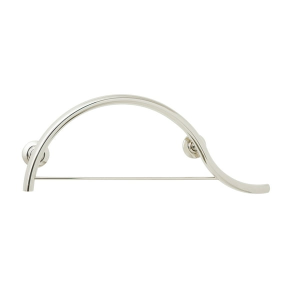 30-inch Designer Curved/Waved Bathroom Shower Grab Bar with Towel Bar, Right-Handed, Polished