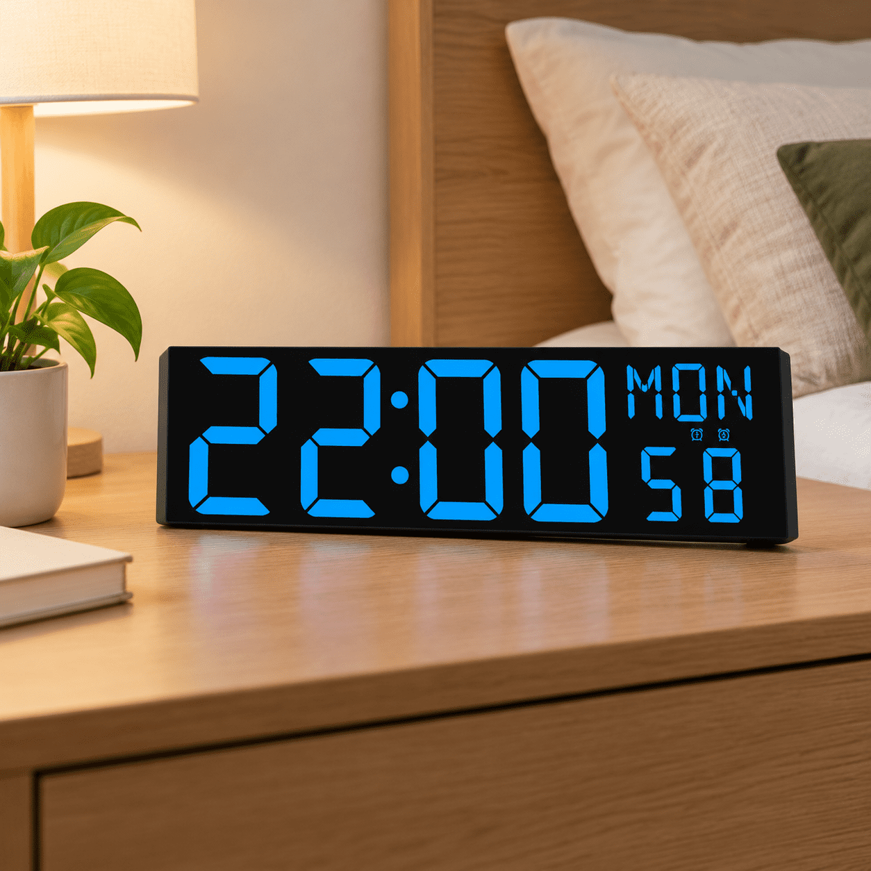 30-inch Digital Wall Clock with LED Display, Remote Control, and Night ...