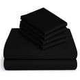 thumbnail image 1 of 30-inch Extra Deep Pockets - Pure Giza Cotton Split King Size, Black Color Bedsheet Set - 600-Thread-Count, 7-PC [1 flat sheet, 2 fitted sheets, 2 pillowcases], 1 of 7