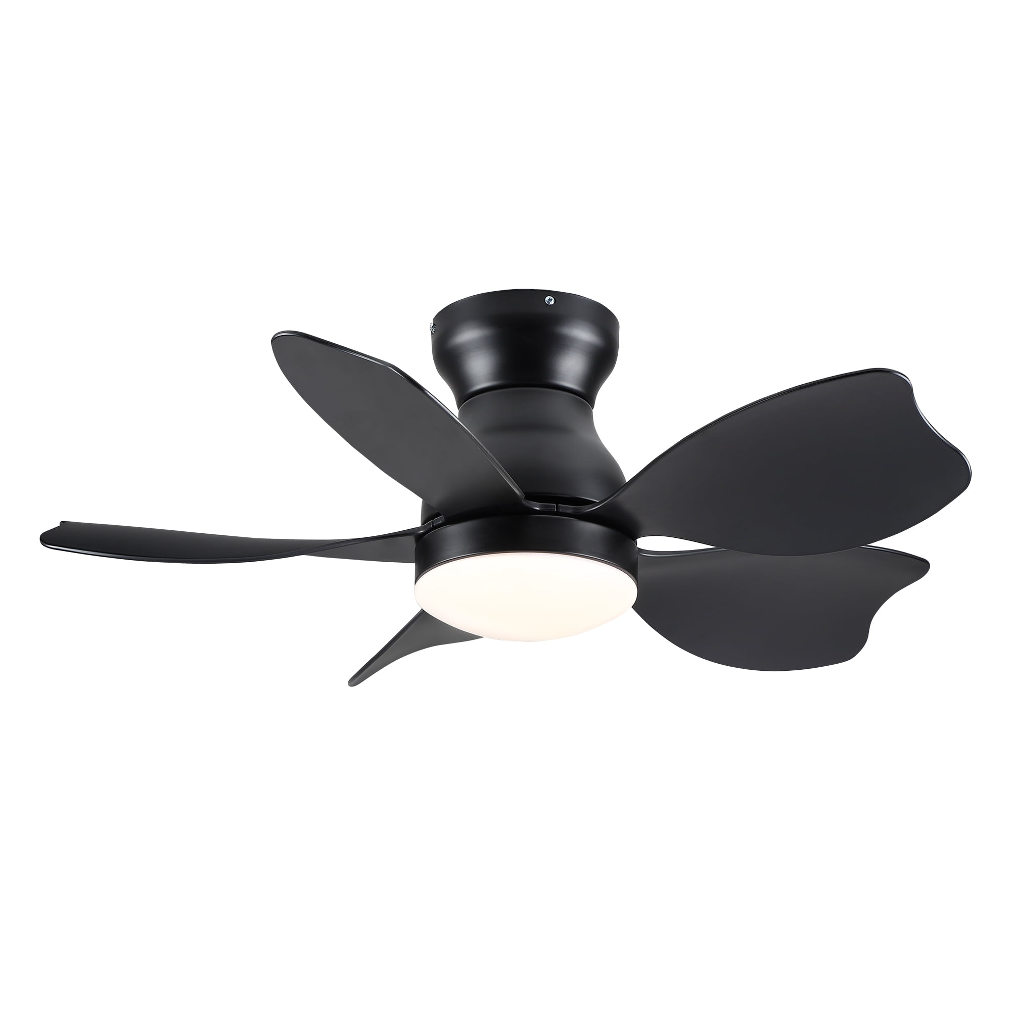 30 inch Flush Mount Ceiling Fan with Light, Modern Black DC Motor Remote Control