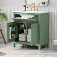 thumbnail image 1 of 30-inch Green Bathroom Vanity with Ceramic Sink, Sturdy Solid Wood Frame / Soft Close Doors, Versatile Storage for Modern Bathrooms, 1 of 5