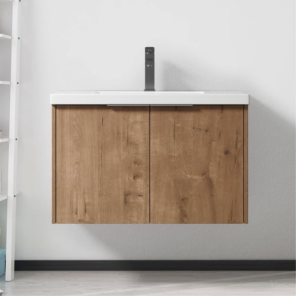 30 - inch Modern Bathroom Vanity | With Open Shelf for Bathroom Storage | Has Diversified Resin Basin Design