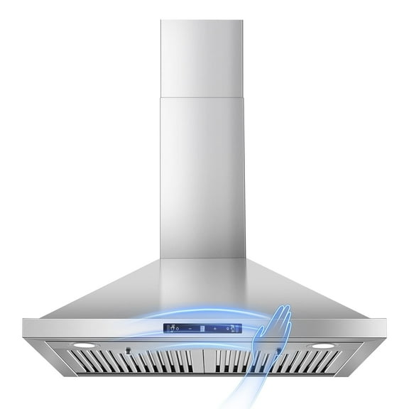Joeaonz 30" Stainless Steel Wall Mount Range Hood with LED Light, 3-Speed Exhaust Fan, Ducted/Ductless Options